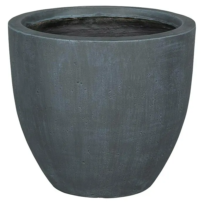 Pflanzkübel rund Jackson - Außenmaß (Ø x H): 29,5 x 24 cm, Verbundwerkstoff, Dunkelgrau - Nahaufnahme eines grauen Blumentopfs mit strukturierter Oberfläche und abgerundeter Form, ideal für den Innen- oder Außenbereich.