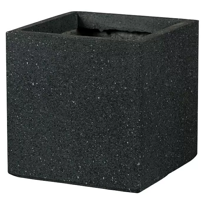 Pflanzkübel eckig Minnesota - Außenmaß (L x B x H): 44 x 44 x 44 cm, Verbundwerkstoff, Schwarz - Quadratischer, dunkelgrauer, gesprenkelter Pflanzkübel mit strukturierter Oberfläche.