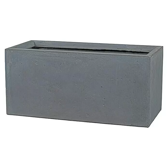 Pflanzkasten Jackson - Außenmaß (L x B x H): 94,5 x 31,5 x 43 cm, Verbundwerkstoff - Grauer rechteckiger Betonpflanzkübel.