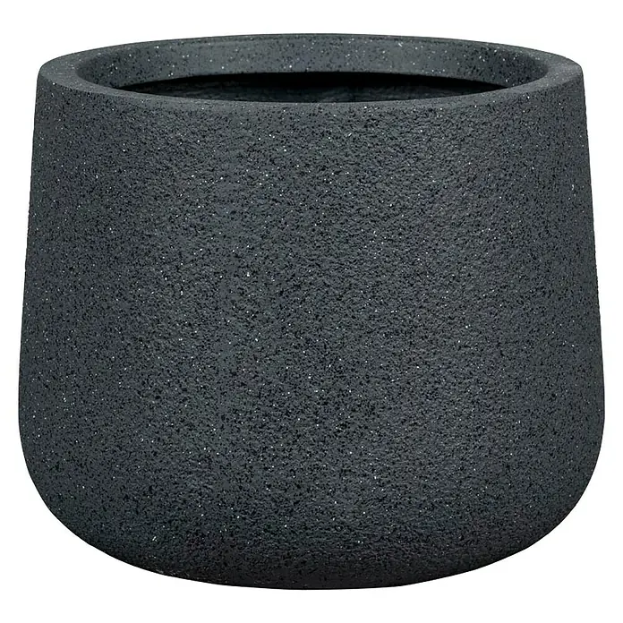 Pflanzkübel rund Minnesota - Außenmaß (Ø x H): 43 x 36 cm, Verbundwerkstoff, Schwarz - Schwarzer Pflanztopf mit rauer Textur. Das Gefäß ist robust und stilvoll, ideal für den Innen- und Außenbereich.