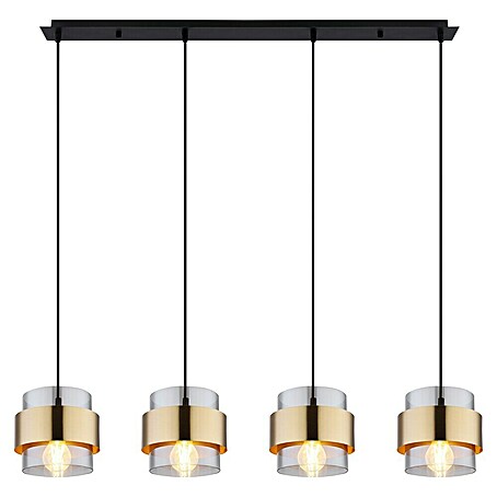 Globo Pendelleuchte rund Milley (60 W, L x B x H: 1 110 x 180 x 1 200 mm, Schwarz, E27, Anzahl Leuchtmittel: 4 Stk.)