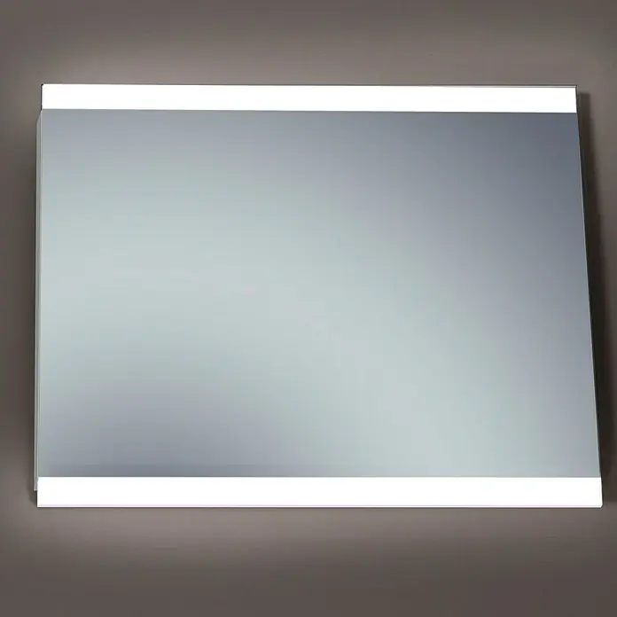 Camargue Espejo con luz Ilse Up & Down - An x Al: 100 x 80 cm - La imagen muestra un espejo rectangular con iluminación integrada en la parte superior e inferior, ideal para diseño de baño moderno.