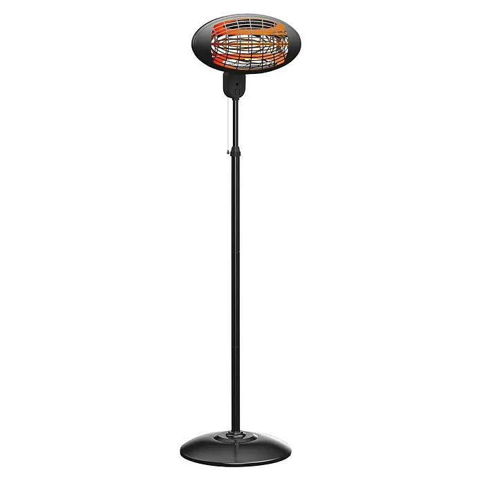 Purline Calefactor halógeno de pie Heaty EX2000 - 2.000 W, Negro - Calentador infrarrojo negro sobre un soporte. El calentador proporciona calor y es ideal para uso en exteriores e interiores. Perfecto para mantenerte caliente.