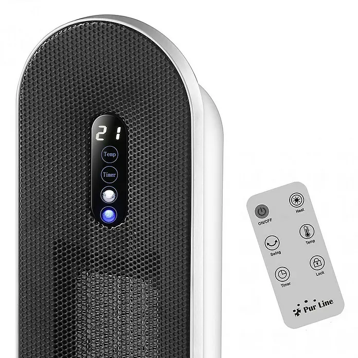 Purline Calefactor de aire digital HOTI T40 - 2.000 W, Negro - Un calentador de torre con pantalla digital y mando a distancia para un fácil control de la temperatura y el temporizador.