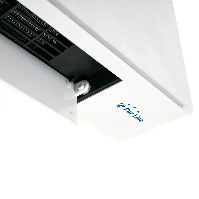 Purline Calefactor de aire HOTI M90 - 2.000 W, Blanco - Primer plano de un producto Pur Line con un diseño moderno y líneas limpias. Ideal para un hogar elegante.