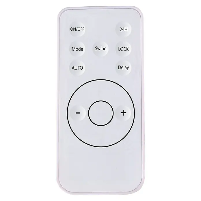 Purline Calefactor de aire HOTI M100 - 2.000 W, Negro - Mando a distancia de un dispositivo, con botones para Encendido/Apagado, Modo, Swing, Auto, 24h, Bloqueo, Retraso y control de volumen.