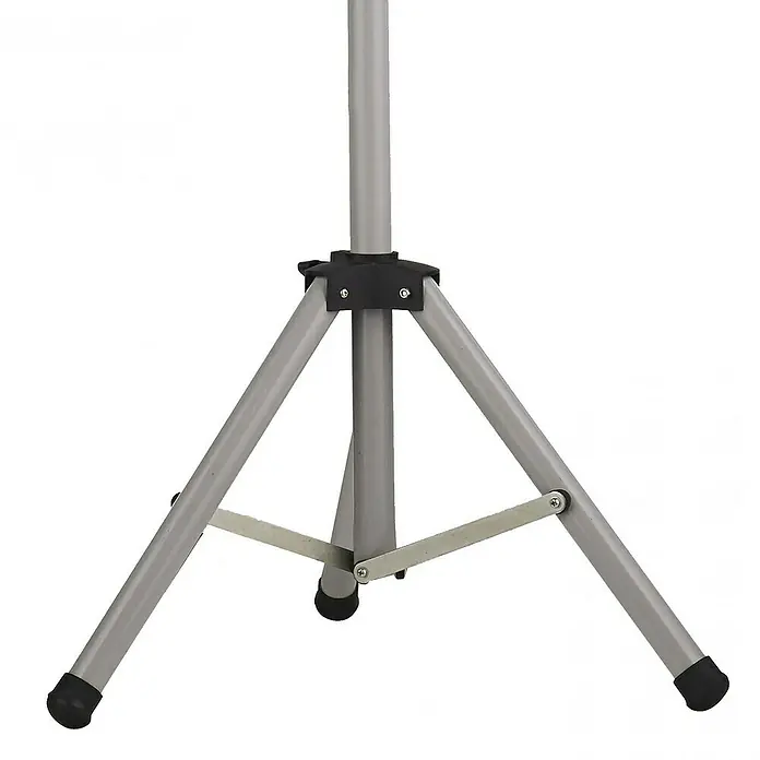 Purline Estufa de pie infrarrojos Heaty EXC 30 - 10 x 101 x 180 cm, 3.000 W - Primer plano de un trípode de tres patas, diseñado para cámaras o iluminación, que proporciona un soporte estable.