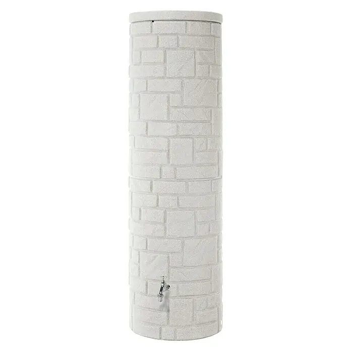 Arves Regenspeicher Arcado - 460 l, Granitfarben, 1 Stk. - Ein eleganter, zylindrischer Regenspeicher in Steinoptik mit einem praktischen Wasserhahn, ideal für die Gartenbewässerung und umweltfreundliche Wassernutzung.