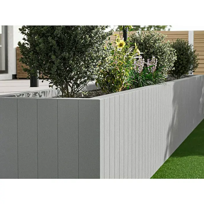 Diephaus Rechteckpalisade - 16,5 x 12 x 150 cm, Grau, Beton - Pflanzgefäß aus Beton mit Pflanzen, ein Gestaltungselement für jeden Außenbereich, das Funktionalität und modernes Design vereint.