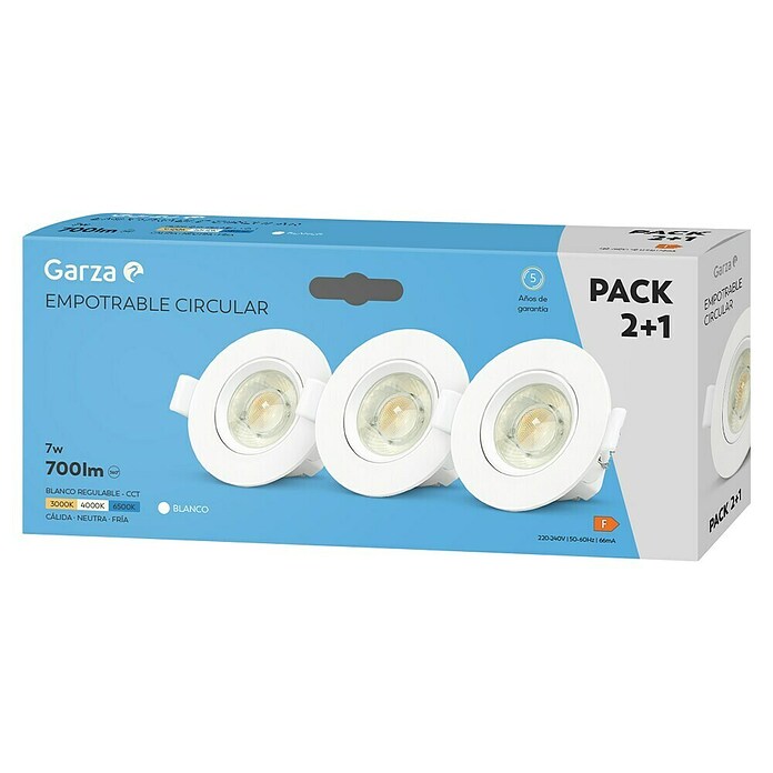 Garza Set de focos empotrables LED (7 W, Blanco, 3 ud., Blanco cálido) | BAUHAUS