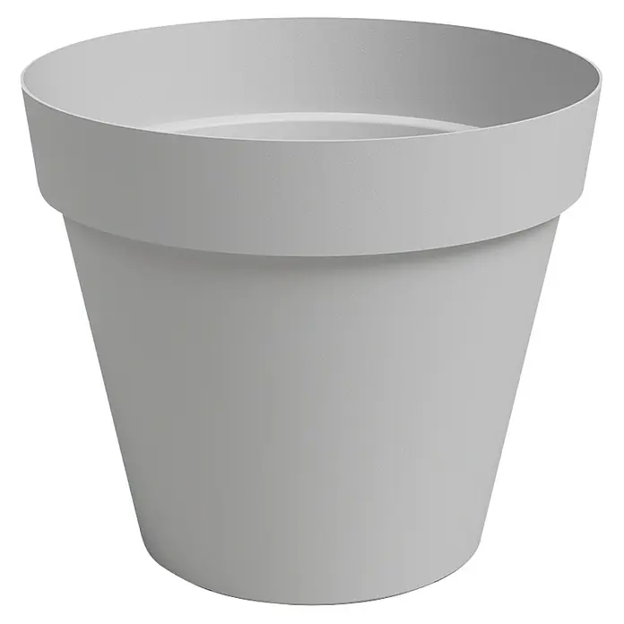 Artevasi Capri Pflanztopf - Außenmaß (Ø x H): 25 x 21,5 cm, Kunststoff, Hellgrau - Grauer Pflanztopf aus Kunststoff mit abgerundeter Form und breitem Rand, ideal für Innen- und Außenbereich.