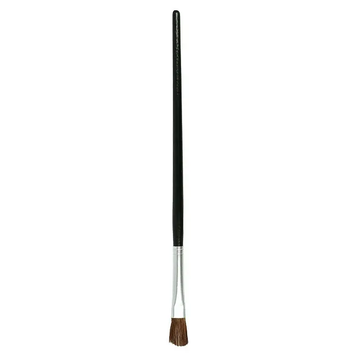 swingcolor Komfort Ausbesserungs-Pinsel - Größe Pinsel: 8, Ponyhaar - Ein Schminkpinsel mit einem schwarzen Griff, einer silbernen Zwinge und braunen Borsten. Ideal für präzises Auftragen.