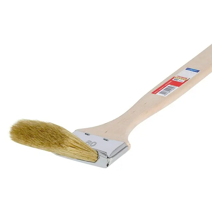 swingcolor Premium HeizkörperpinselBreite Borsten: 60 mm, Kunststoffborsten, Naturholz - Abgewinkelter Heizkörperpinsel mit Holzgriff und goldenen Borsten für schwer zugängliche Stellen.