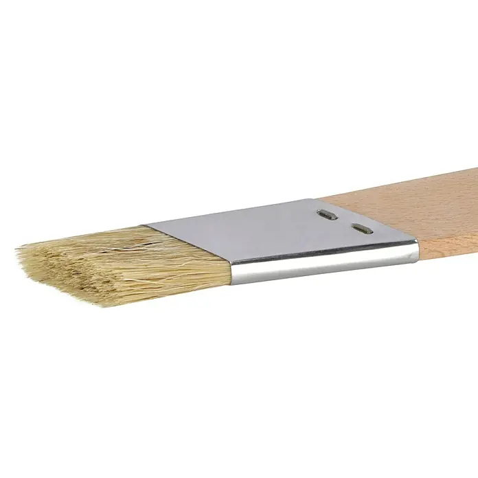 Profi Depot by Storch-Ciret Schrägstrichzieher - Breite Borsten: 25 mm, Mischborsten, Holz - Detailaufnahme eines Backpinsels mit Holzgriff und hellen Borsten, ideal zum Bestreichen von Backwaren.