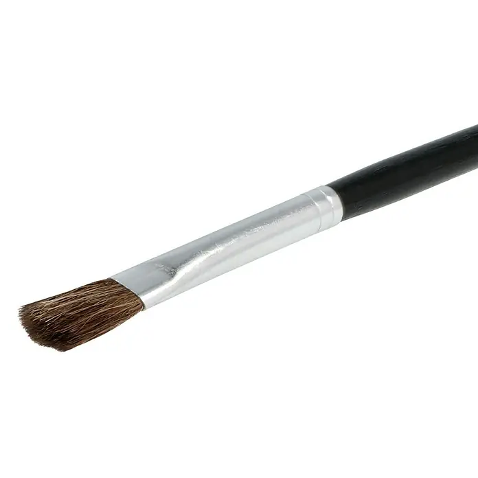 swingcolor Komfort Ausbesserungs-Pinsel - Größe Pinsel: 8, Ponyhaar - Make-up Pinsel mit braunen Borsten, silberner Zwinge und schwarzem Griff für präzises Auftragen von Kosmetikprodukten.