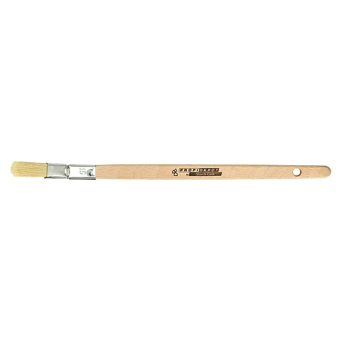 Profi Depot by Storch-Ciret Plattpinsel - Breite Borsten: 15 mm, Gebogen, Holz, Beige - Ein Pinsel mit Holzgriff und hellem Borstenkopf. Ideal für feine Malerarbeiten und Detailarbeiten.