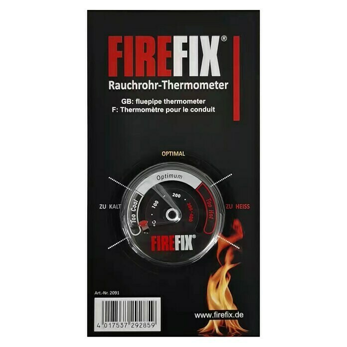 Firefix Thermometer (L x B x H: 11,5 x 11,5 x 22 cm, Schwarz) | BAUHAUS