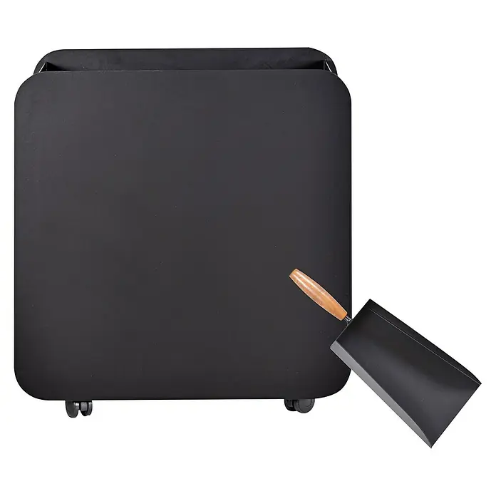 Firefix Pelletbehälter - 49 x 52,5 x 40 cm, Stahl, Schwarz - Schwarzer Kaminholzkorb mit Schaufel, ideal für die Aufbewahrung von Brennholz und die Reinigung des Kamins.