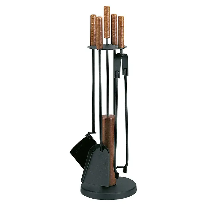 Firefix Kaminbesteck - Höhe: 65 cm, Schwarz - Kaminbesteck mit Holzgriffen, bestehend aus Schaufel, Besen und Schürhaken. Praktisches Zubehör für den Kamin mit elegantem Design.