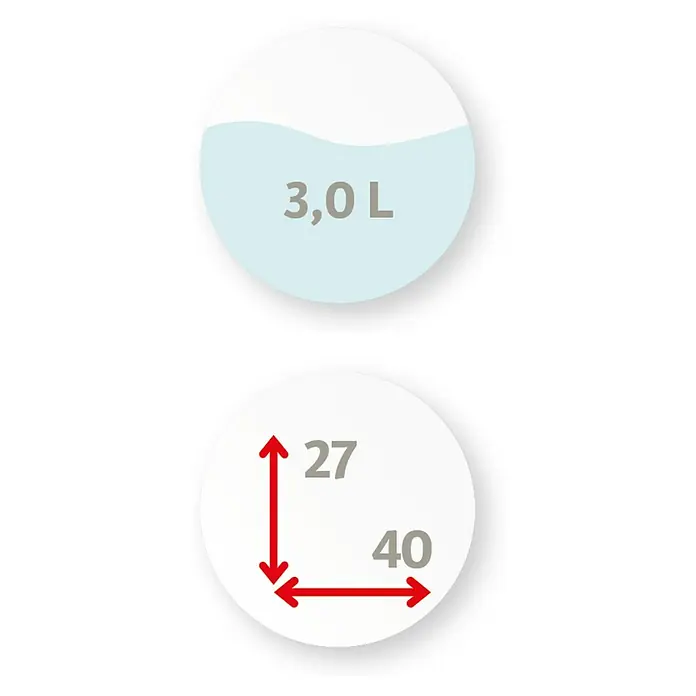Scheurich Smilla Gießkanne - Matt Green, 3 l - Grafik: Produktkapazität 3,0 L, Höhe 27, Breite 40.