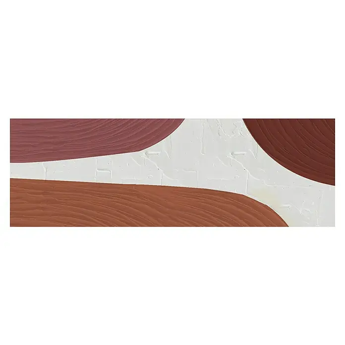 Cuadro pintado a mano texturado Tierra - Abstracto, An x Al: 120 x 40 cm - Cuadro abstracto con tonos terrosos que se entrecruzan y una base blanca texturizada, transmitiendo una sensación moderna y artística.