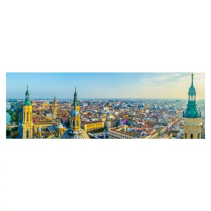 Cuadro Vista aérea Zaragoza - Vista aérea Zaragoza, An x Al: 120 x 40 cm, 1 pzs. - Panorama de Zaragoza, España con la Basílica del Pilar. La imagen muestra la ciudad con su famosa iglesia y el río Ebro.