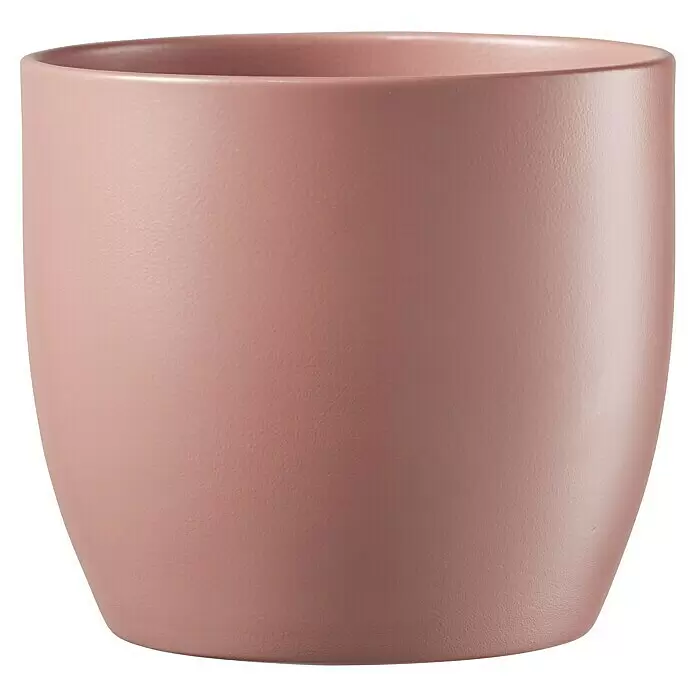 Soendgen Keramik Übertopf rund Basel Fashion - Außenmaß (Ø x H): 8 x 7 cm, Grenadine, Keramik - Leerer, matter rosa Keramik-Pflanztopf.