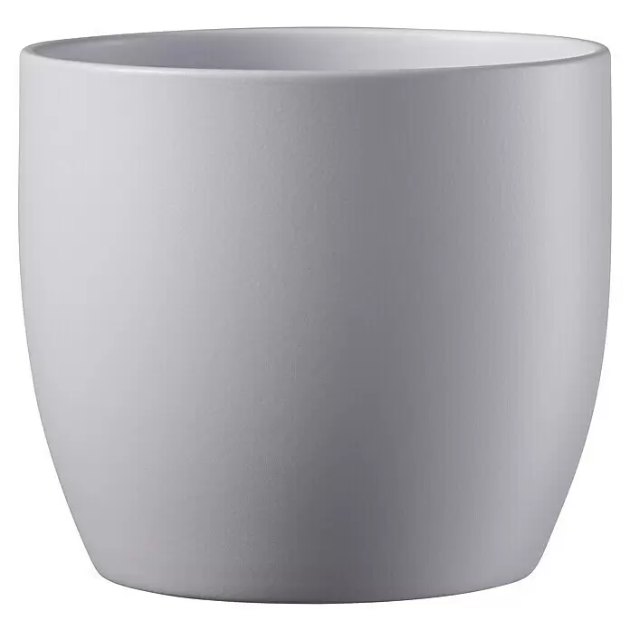 Soendgen Keramik Übertopf rund Basel Fashion - Außenmaß (Ø x H): 12 x 10 cm, Lavendel, Keramik - Matt hellgrauer zylindrischer Blumentopf.