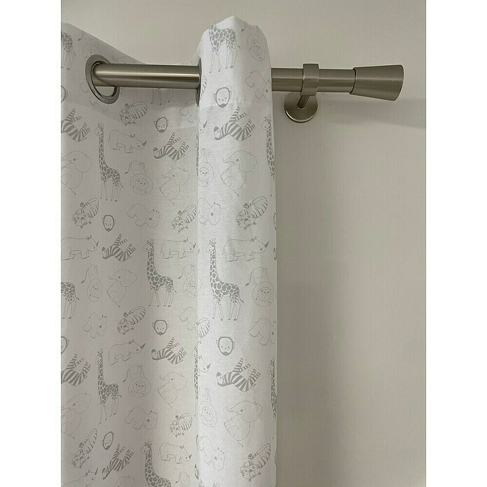 Cortina con ollaos Animale (An x Al: 140 x 260 cm, 50% algodón y 50% poliéster, Gris) | BAUHAUS