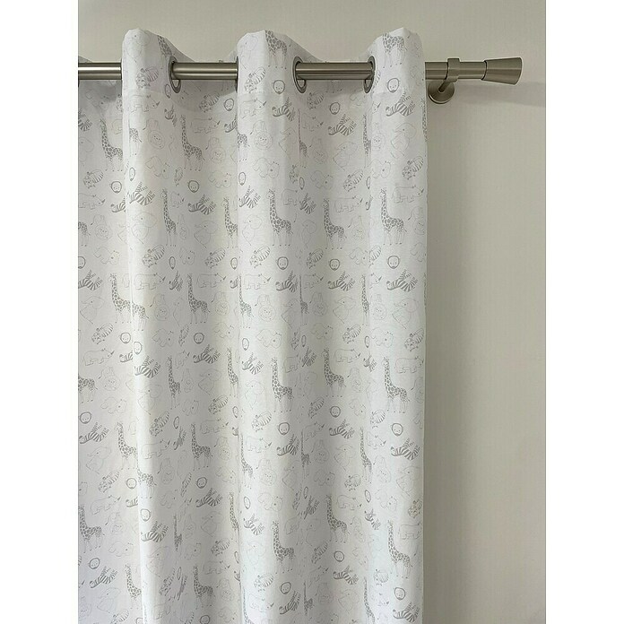 Cortina con ollaos Animale (An x Al: 140 x 260 cm, 50% algodón y 50% poliéster, Gris) | BAUHAUS