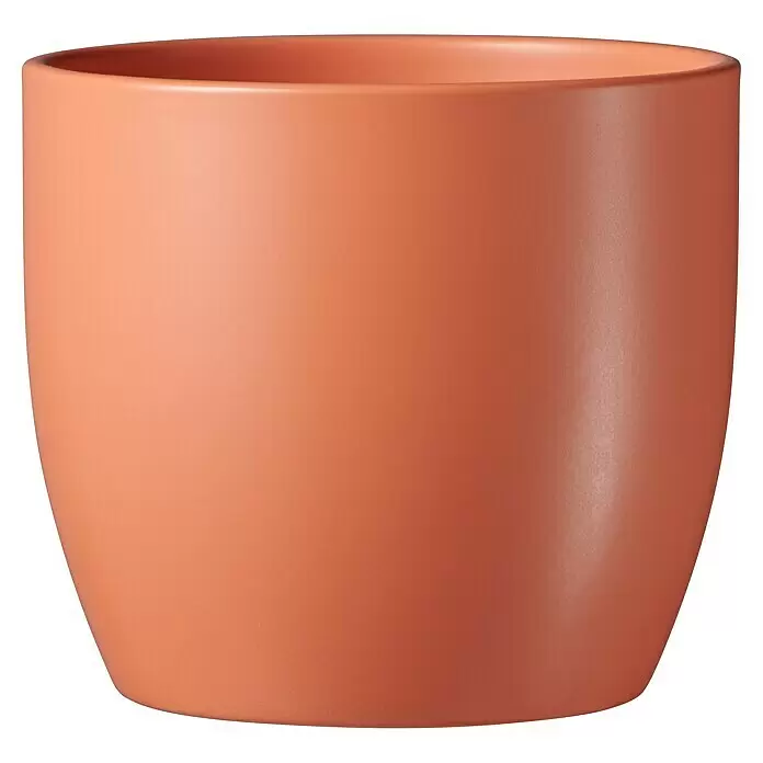 Soendgen Keramik Übertopf rund Basel Spring - Außenmaß (Ø x H): 8 x 7 cm, Morgenrot, Keramik - Leerer, schlichter Blumentopf aus Terrakotta in erdigem Orangebraun.