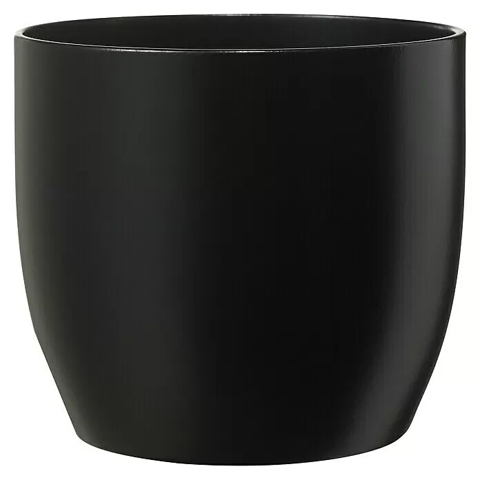 Soendgen Keramik Übertopf rund Basel Fashion - Außenmaß (Ø x H): 8 x 7 cm, Schwarz, Keramik - Matter schwarzer Blumentopf, zylindrisch mit leicht zulaufenden Seiten.