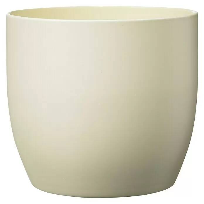 Soendgen Keramik Übertopf rund Basel Fashion - Außenmaß (Ø x H): 8 x 7 cm, Perlmutt, Keramik - Glatter, cremefarbener Blumentopf.