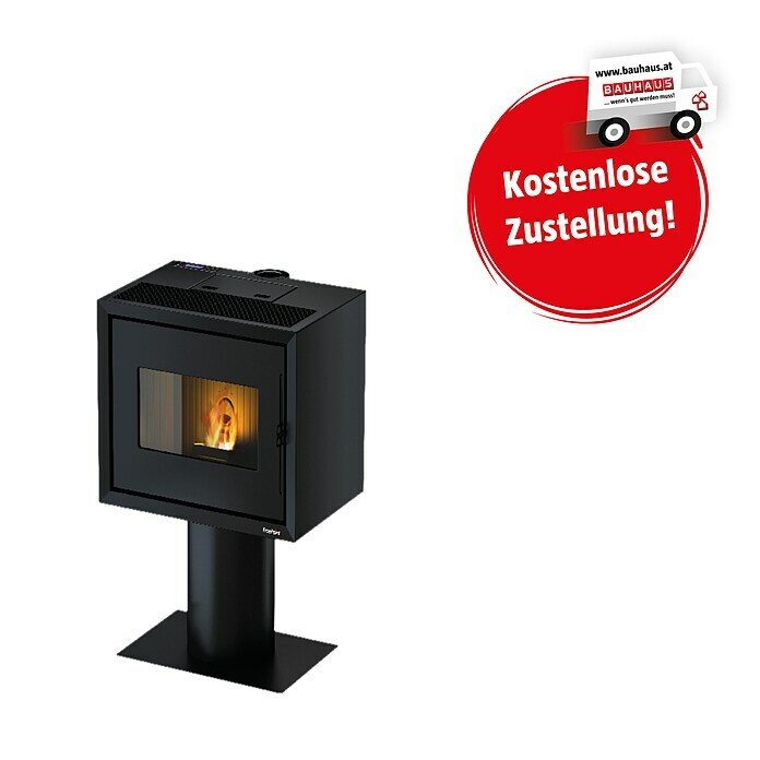 FreePoint Pelletofen (2,68 - 9,36 kW, Raumheizvermögen: 225 m³, Schwarz)