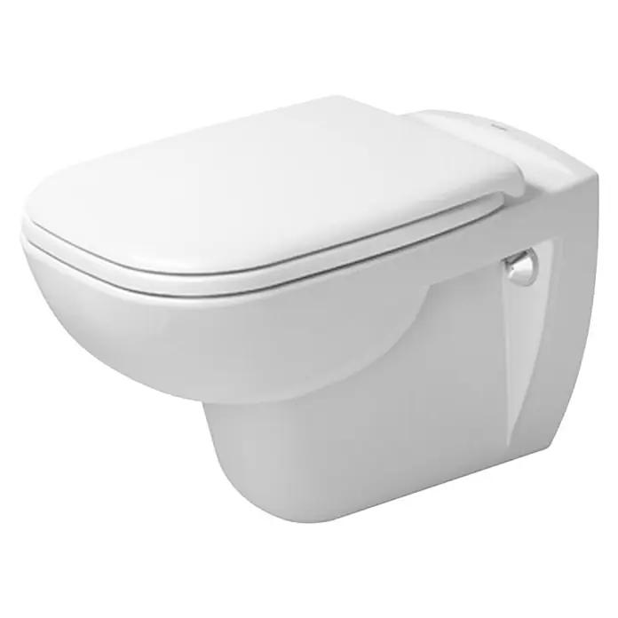 Duravit D-Code Wand-WC - Mit Spülrand, Ohne Spezialglasur, Spülform: Tief, WC Abgang: Waagerecht, Weiß - Elegante, wandhängende Toilette in strahlendem Weiß. Das moderne Design fügt sich nahtlos in jedes Badezimmer ein und sorgt für Hygiene.