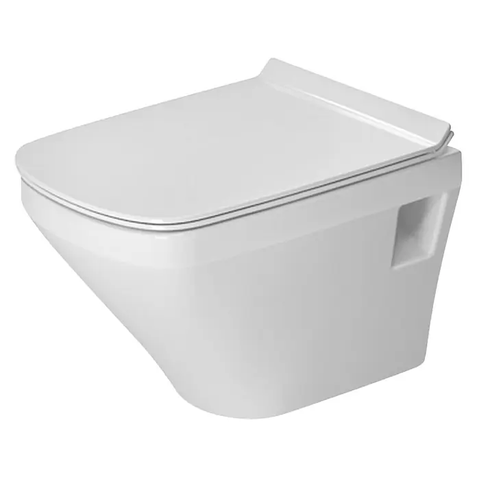 Duravit DuraStyle Wand-WC-Set Compact - Spülrandlos, Ohne Spezialglasur, Spülform: Tief, WC Abgang: Waagerecht, Weiß - Eine moderne, wandhängende Toilette in strahlendem Weiß, die durch ihr minimalistisches Design besticht. Sie verspricht Hygiene und Komfort.