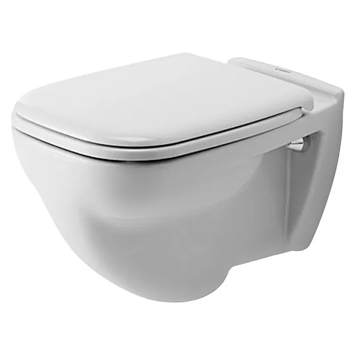 Duravit D-Code Wand-WC - Mit Spülrand, Ohne Spezialglasur, Spülform: Flach, WC Abgang: Waagerecht, Weiß - Eine moderne, wandhängende Toilette in strahlendem Weiß, die ein elegantes und platzsparendes Design für jedes Badezimmer bietet.