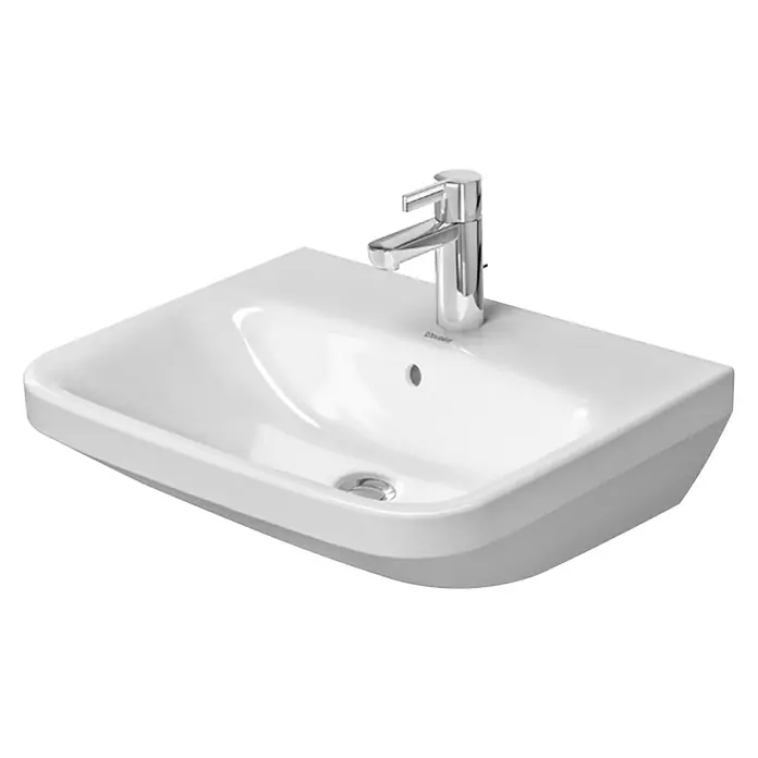 Duravit DuraStyle Waschtisch Typ 2 - 55 x 44 cm, Ohne Spezialglasur, Hahnloch: Mitte, Mit Überlauf, Weiß - Elegantes Waschbecken mit schlankem Design und moderner Armatur. Ideal für stilvolle Badezimmer, die Funktionalität und Ästhetik vereinen.