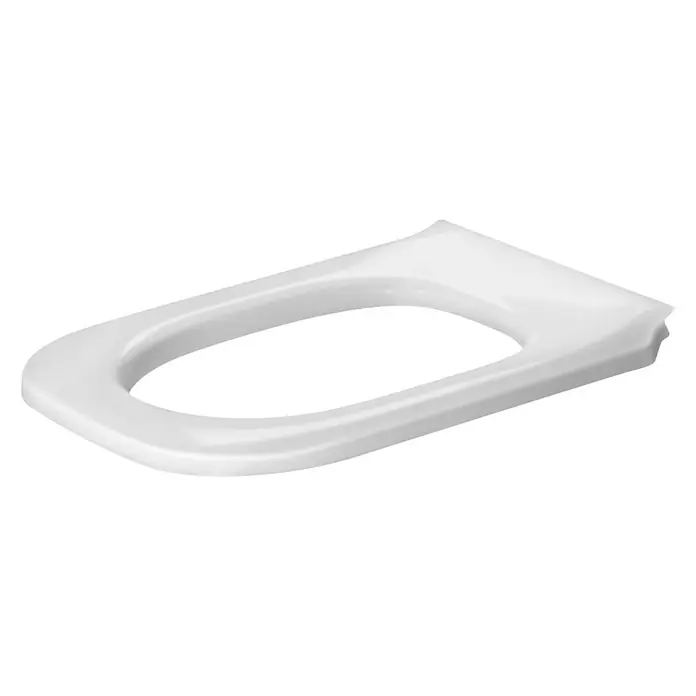 Duravit D-Code WC-Sitzring Vital - Duroplast, Weiß, Ohne Absenkautomatik - Nahaufnahme eines weißen WC-Sitzes mit ovaler Öffnung und glatter Oberfläche, ideal für jedes moderne Badezimmerdesign.