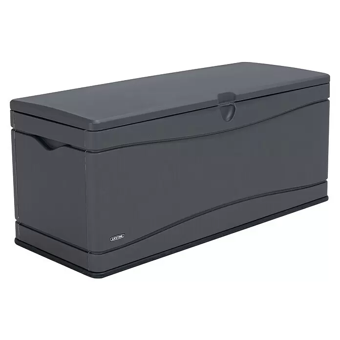Lifetime Auflagenbox - 573 x 1.525 x 67 cm, Kunststoff, Anthrazit - Dunkelgraue Kunststoff-Gartenbox mit Scharnierdeckel und Frontverschluss.