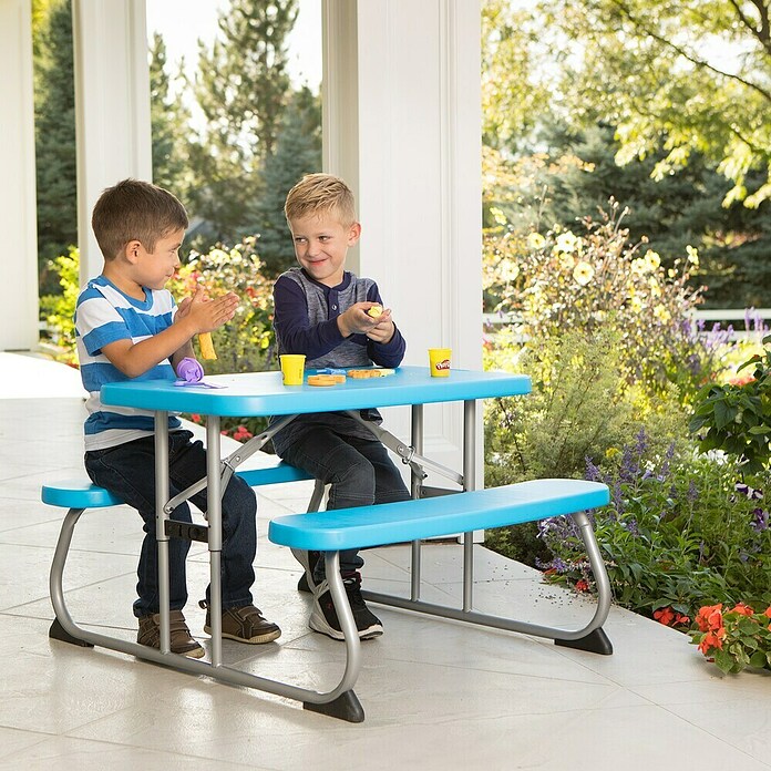 Lifetime Kinder-Picknicktisch mit Bänken (L x B x H: 83 x 90 x 54 cm, Polypropylen, Blau) | BAUHAUS