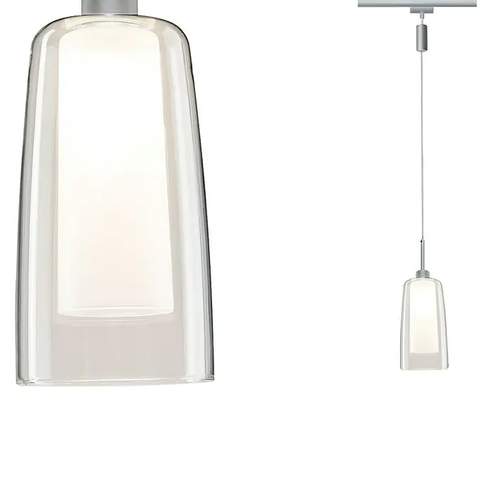Paulmann URail LED-Pendelleuchte Arido II - 5 W, Lichtfarbe: Warmweiß, Höhe: 20 cm - Moderne Pendelleuchte mit klarem Glasdesign und integriertem Licht. Das elegante Design passt gut zu vielen Einrichtungsstilen.