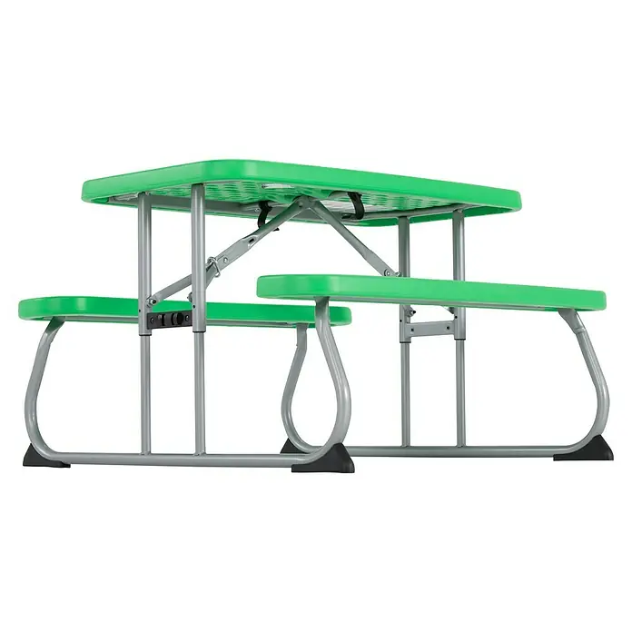 Lifetime Kinder-Picknicktisch - L x B x H: 83 x 90 x 54 cm, Polypropylen, Grün - Ein grüner Picknicktisch mit Bänken, ideal für den Garten oder Camping, bietet eine robuste und praktische Lösung für Mahlzeiten im Freien.