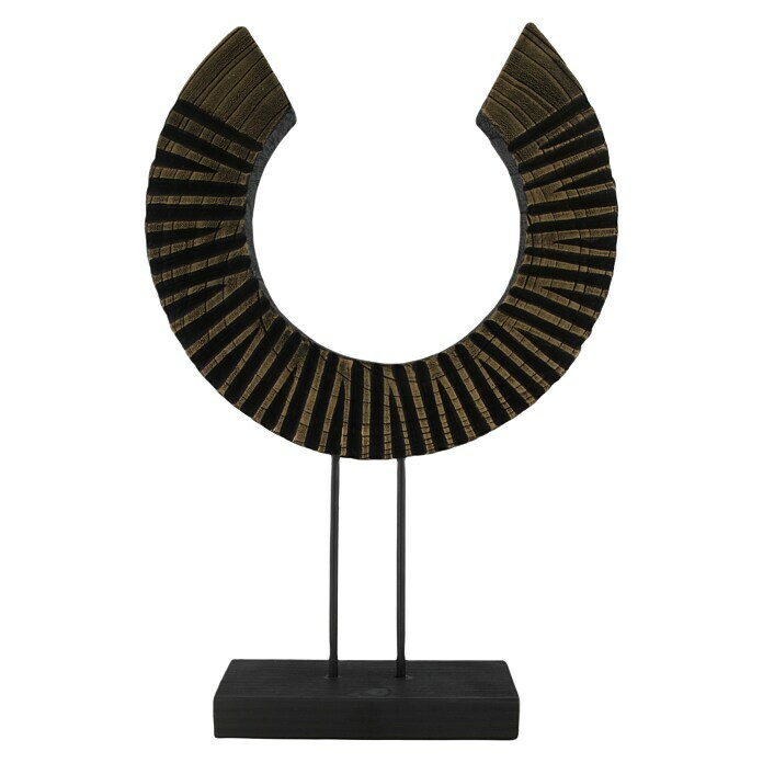 Dekofigur Halbrund (L x B x H: 38 x 9 x 58 cm, Schwarz/Gold, Holz) | BAUHAUS