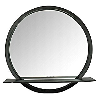 Rahmenspiegel (Durchmesser: 58 cm, Schwarz, Metall)