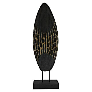 Dekofigur (L x B x H: 18 x 9 x 58 cm, Schwarz/Gold, Holz)