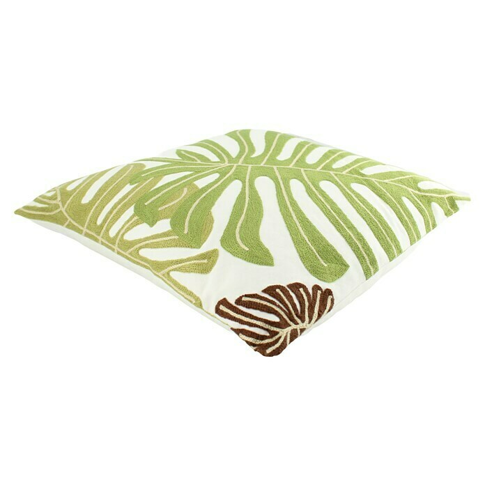 Kissen Monstera (Weiß/Grün, 45 x 45 cm, 100 % Polyester) | BAUHAUS