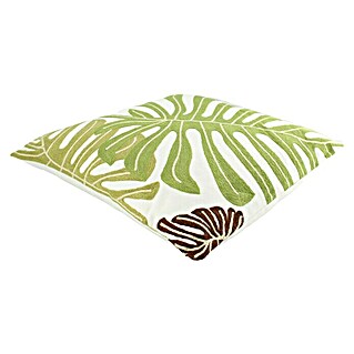 Kissen Monstera (Weiß/Grün, 45 x 45 cm, 100 % Polyester)