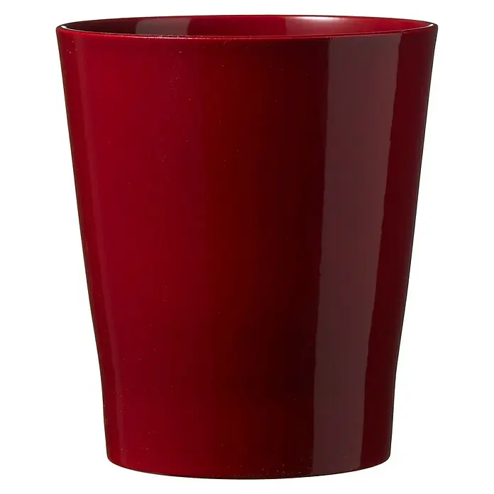 Soendgen Keramik Orchideentopf Merina Candy - Außenmaß (Ø x H): 7 x 8 cm, Keramik, Bordeaux, Glänzend - Nahaufnahme eines eleganten, glänzend roten Pflanzentopfs, ideal für moderne Inneneinrichtungen und zur stilvollen Präsentation von Zimmerpflanzen.