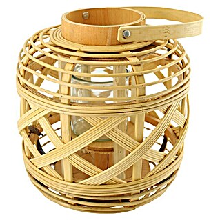 Laterne Rattan (Ø x H: 22 x 24 cm, Natur)